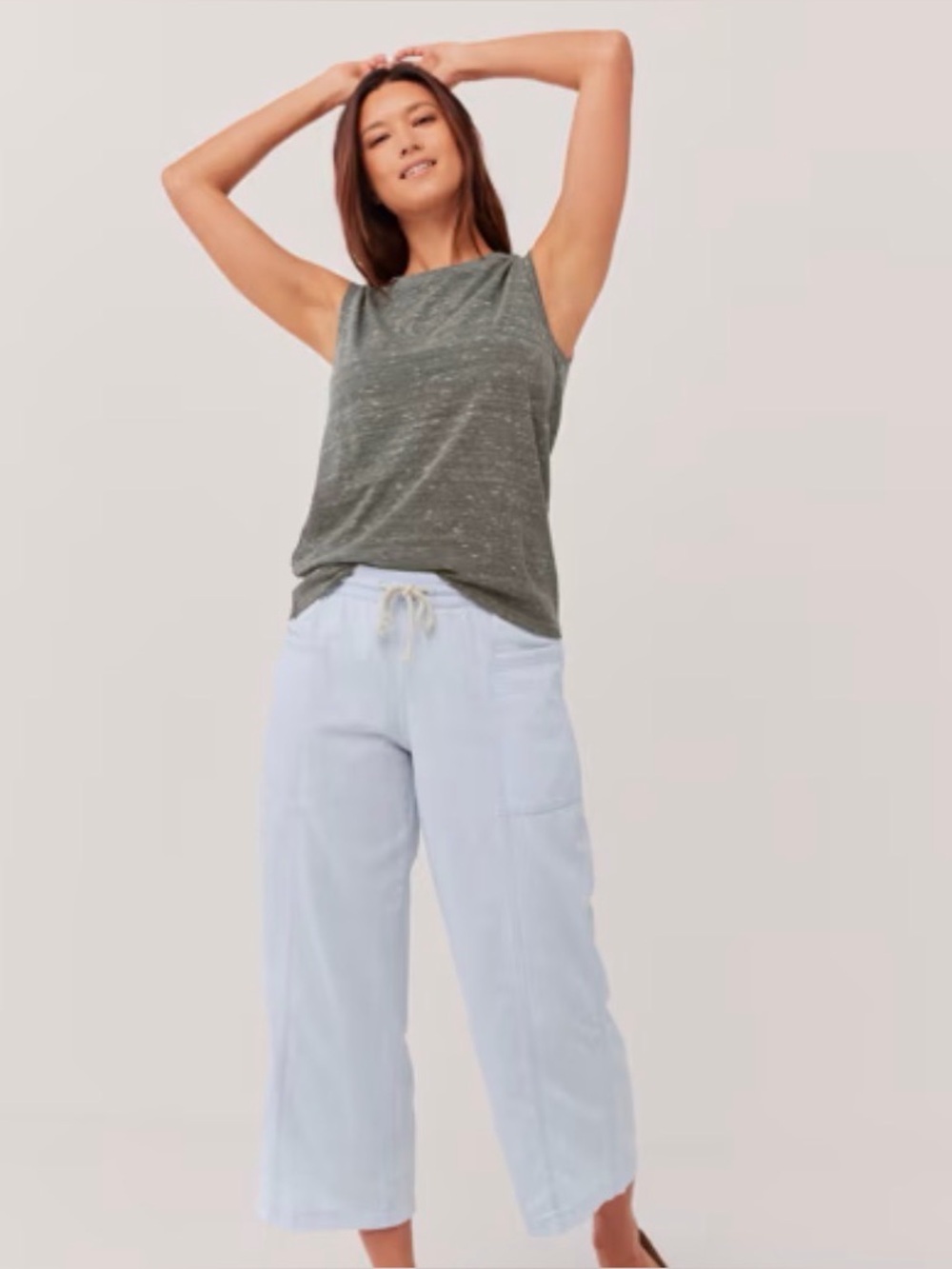 Pact NWT Women's Denim Chambray Sailor Pant Light Wash Blue Sz Large New W Tags